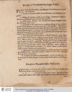 Excerpta ex Documentis Dn. Thesaurarii.