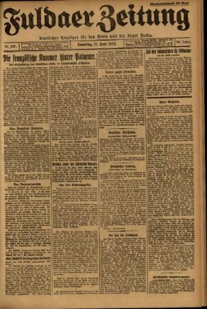 Erste Ausgabe vom Sonntag, den 17. Juni 1923.