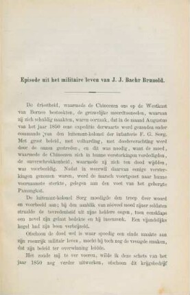 Episode mit het militaire leven van J. J. Baehr Brunold