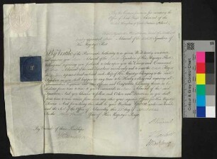 Ernennung von William Earl of Northesk zum Rear Admiral of the White Squadron, 23. April 1804