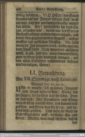 LI. Betrachtung. Am XIII. Sonntage nach Trinitatis. Evangel. Luc. 10. 23-37