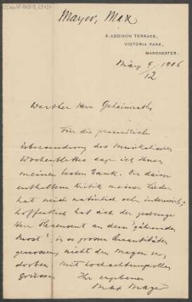 Brief an B. Schott's Söhne : 09.03.1906