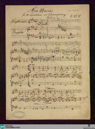 Ave Maria - Don Mus.Ms. 879 : Coro femminile, pf; E; StrK 197/2