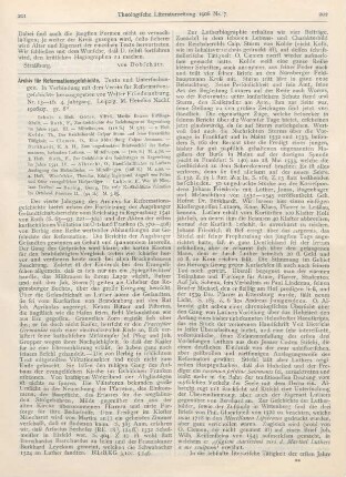 201-204 [Rezension] Friedensburg, Walter (Hrsg.), Archiv für Reformationsgeschichte. Texte und Untersuchungen. Nr. 13 - 16, 4. Jahrg