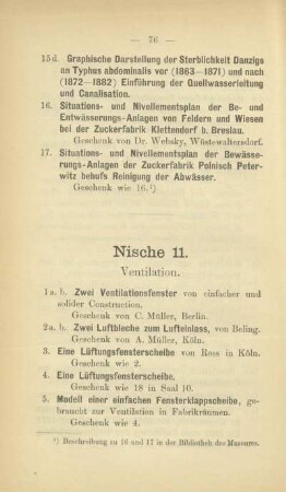 Nische 11. Ventilation