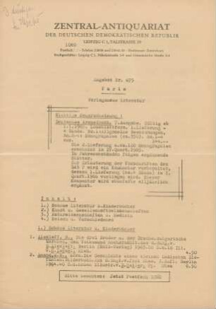 Nr. 675: Varia Verlagsneue Literatur