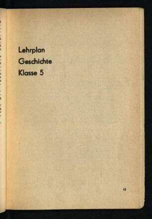 Lehrplan Geschichte Klasse 5