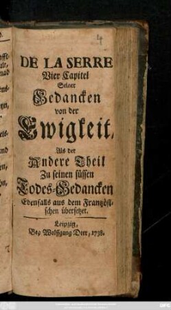 Theil 2: Vier Capitel Seiner Gedancken von der Ewigkeit, ...