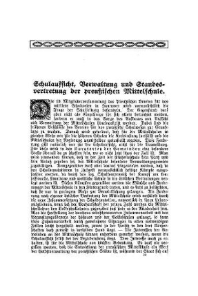 Schulaufsicht, Verwaltung und Standesvertretung der preußischen Mittelschule