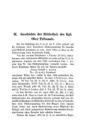 II. Geschichte der Bibliothek des Kgl. Ober-Tribunals
