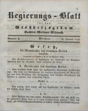 Nr. 1 : 10. Januar 1849
