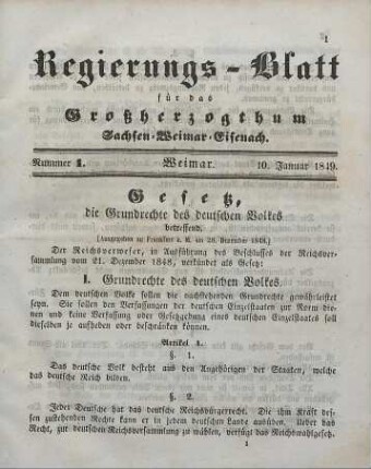 Nr. 1 : 10. Januar 1849