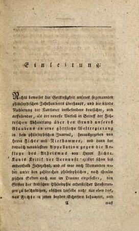 Gemeinfaßliche Darstellung des Fichteschen Systems und der daraus hervorgehenden Religionstheorie, Erster Band