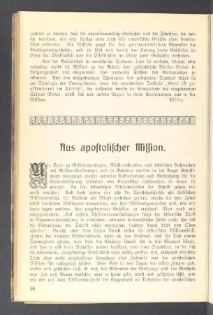 Aus apostolischer Mission