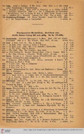 Freimaurer-Medaillen, -Zeichen etc. (Nr. 795 - 1366)