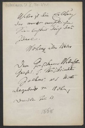 Brief an Friedrich Wilhelm Jähns : 07.1868