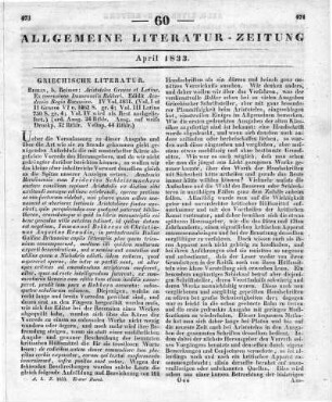 Aristoteles: Aristoteles Graece et Latine. Vol. 1-4. Ex rec. I. Bekkeri. Edidit Academia Regia Borussica. Berlin: Reimer 1831