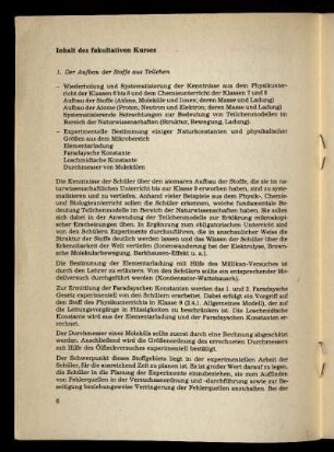 Inhalt des fakultativen Kurses