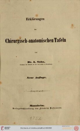 Erklärungen der chirurgisch-anatomischen Tafeln