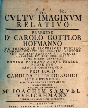 De cultu imaginum relativo, disp.