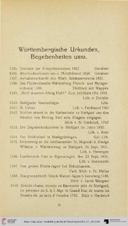 Württembergische Urkunden, Begebenheiten usw. (Nr. 1535-1662)