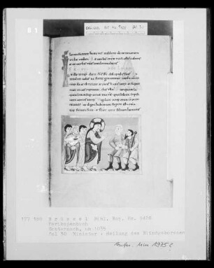 Ms 9428, Perikopenbuch, fol. 30: Heilung des Blindgeborenen