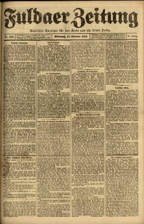 Ausgabe vom Mittwoch, den 27. Oktober 1920.