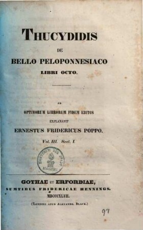 Thucydidis De bello Peloponnesiaco : libri octo, Vol. 3, Sectio 1