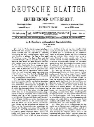 J. B. Basedow's pädagogische Jugendschriften : (Schluss)