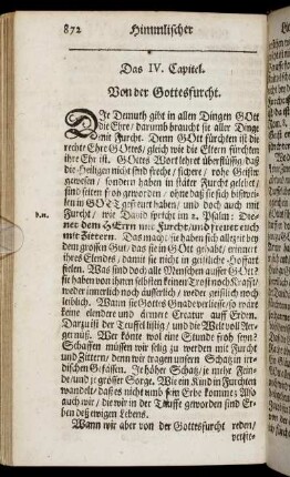 Das IV. Capitel. Von der Gottesfurcht.