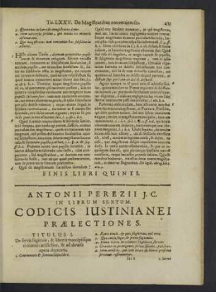 ... in librum sextum.