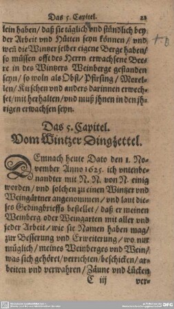 Das 5. Capitel. Vom Wintzer Dingzettel.