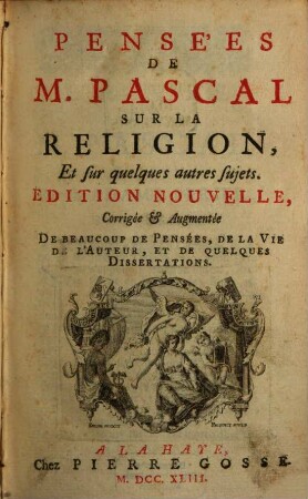 Pensées de M. Pascal sur la religion