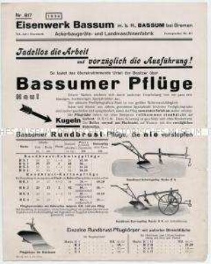 Plüge des Eisenwerkes Bassum