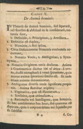 Caput V. De Anima hominis.