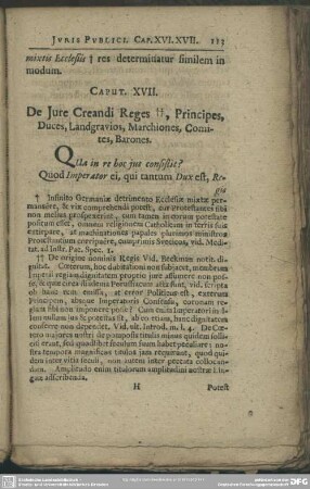 Caput XVII. De Iure Creandi Reges, Principes, Duces, Landgravios, Marchiones, Comites, Barones