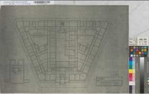 Geschäftsgebäude der Reichsbahn-Direktion Essen, Altbau Kellergeschoß: Grundriß, M. 1:200 Hgv, Sknr.: 1, Fanr.: 7, Bunr.: 182