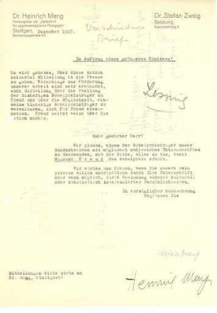 Korrespondenz von Theodor Lessing an Heinrich Meng