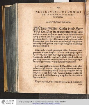 Reverendissimi Domini Episcopi Herbipolensis Intercessio