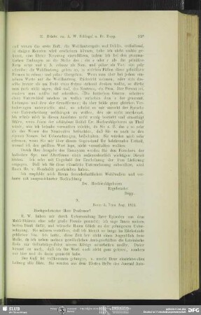 August Wilhelm von Schlegel an Franz Bopp, Bonn, 07.08.1824