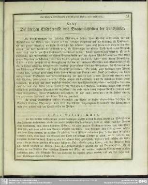 XXXV. Die übrigen Erfordernisse und Bequemlichkeiten der Landhäuser