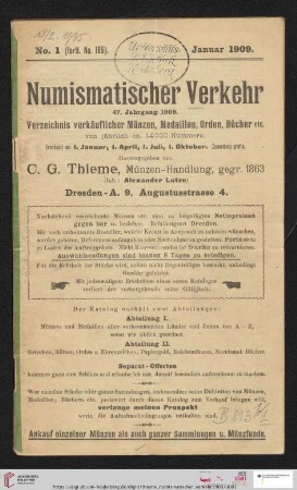 Numismatischer Verkehr: Verzeichnis verkäuflicher Münzen, Medaillen, Orden, Bücher etc.: Nr. 185-188