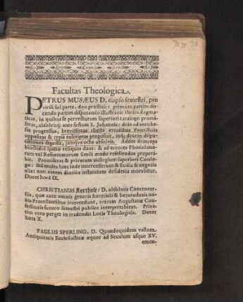 Facultas Theologica.
