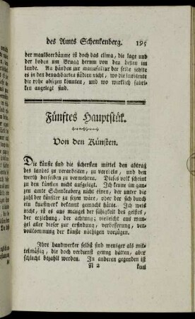 Fünftes Hauptstük. Von den Künsten