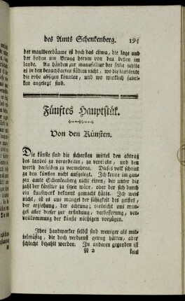 Fünftes Hauptstük. Von den Künsten