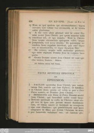 Pauli Apostoli Epistola Ad Ephesios.