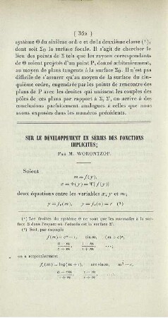 Sur le développement en séries des fonctions implicites.