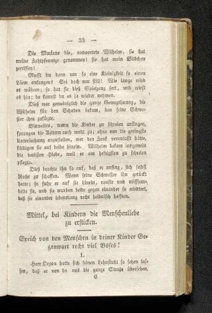 Mittel, bei Kindern die Menschenliebe zu ersticken.