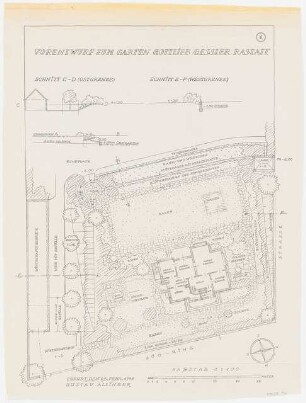Garten Gottlieb Gessler, Rastatt: Vorentwurf zum Garten Gessler: Grundriss 1:100