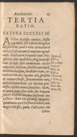 Tertia Ratio. Natura Ecclesiae.